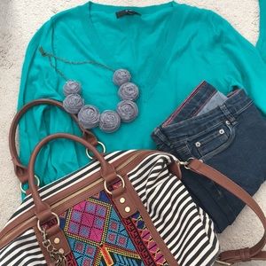 Jade green v neck sweater